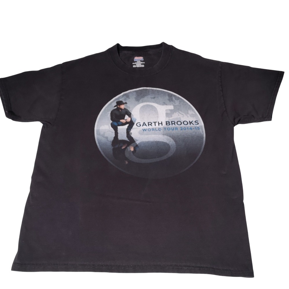 Garth Brooks World Tour 2014-15 Concert T-Shirt Mens Large Hanes Beefy-T Black